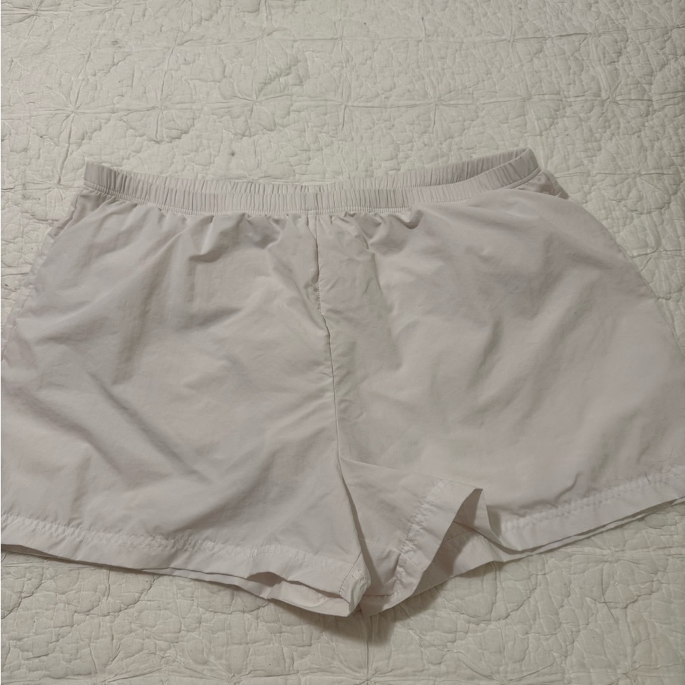 Lands’ End White Swim Shorts elastic waist. Size 18